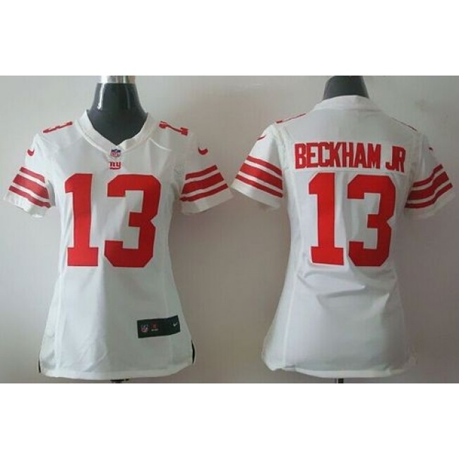 Women's Giants #13 Odell Beckham Jr White Stitched NFL Elite Jersey