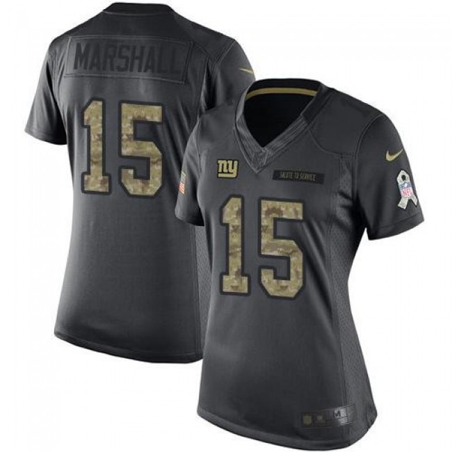 Women's Giants #15 Brandon Marshall Black Stitched NFL Limited 2016 Salute to Service Jersey