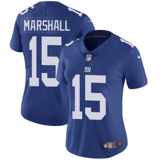 Women's Giants #15 Brandon Marshall Royal Blue Team Color Stitched NFL Vapor Untouchable Limited Jersey
