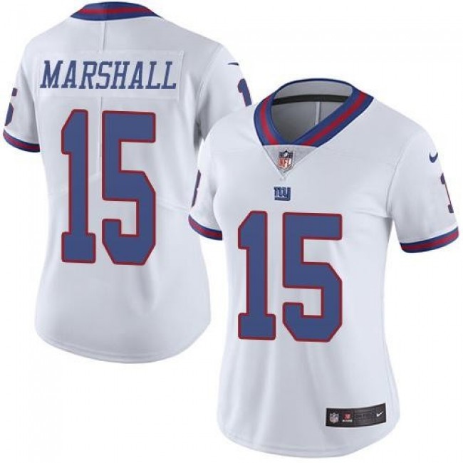 Women's Giants #15 Brandon Marshall White Stitched NFL Limited Rush Jersey