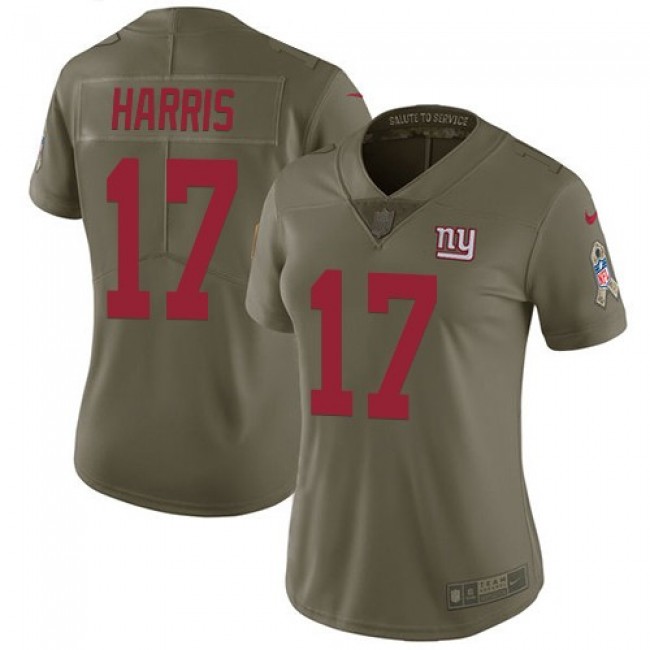 Women's Giants #17 Dwayne Harris Olive Stitched NFL Limited 2017 Salute to Service Jersey