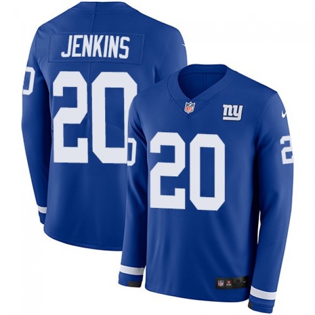 Nike Giants #20 Janoris Jenkins Royal Blue Team Color Men's Stitched NFL Limited Therma Long Sleeve Jersey
