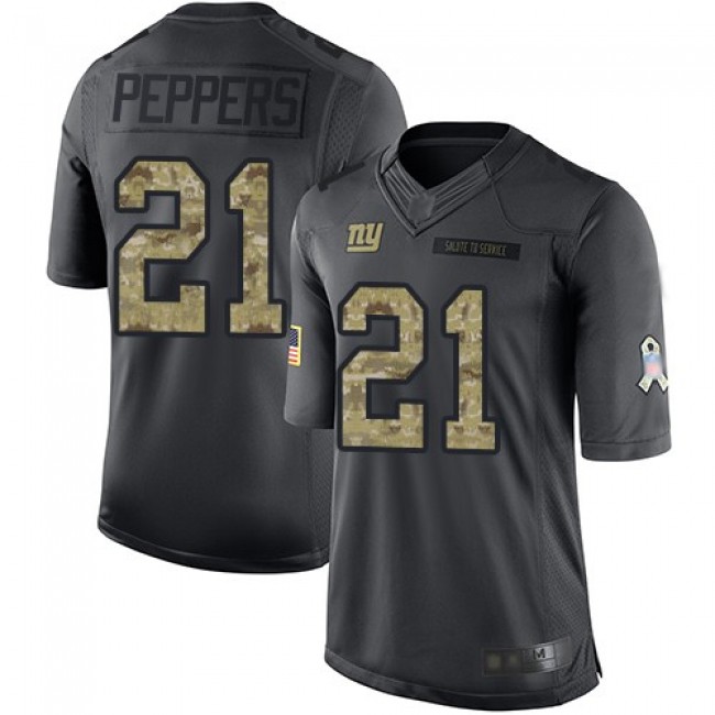 Nike Giants #21 Jabrill Peppers Black Men's Stitched NFL Limited 2016 Salute to Service Jersey