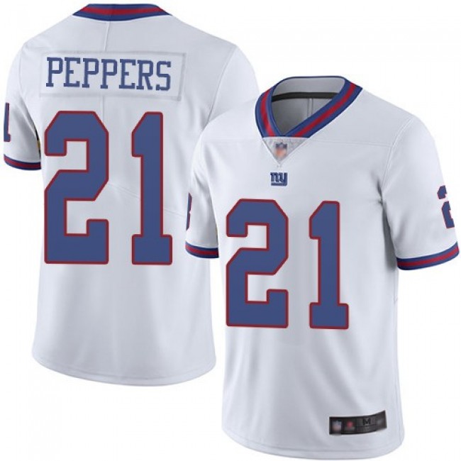 Nike Giants #21 Jabrill Peppers White Men's Stitched NFL Limited Rush Jersey