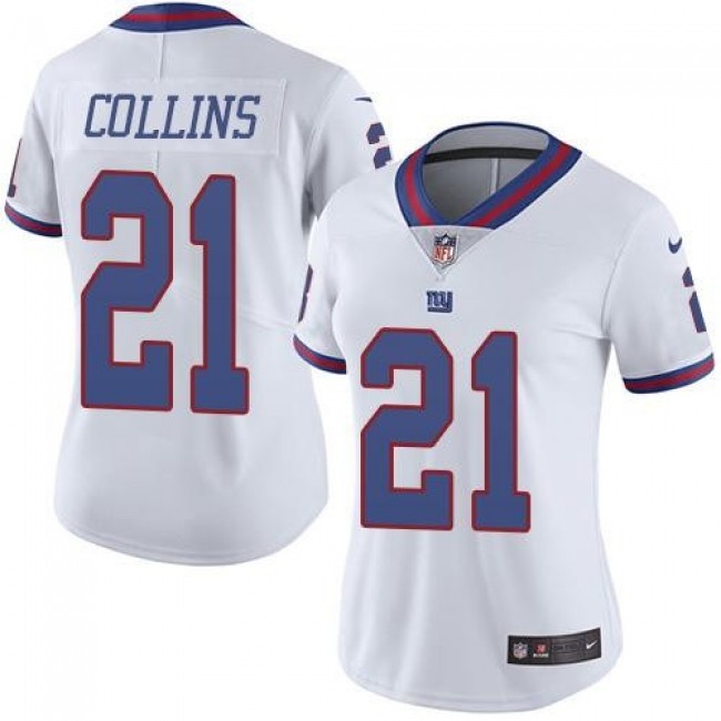 Women's Giants #21 Landon Collins White Stitched NFL Limited Rush Jersey