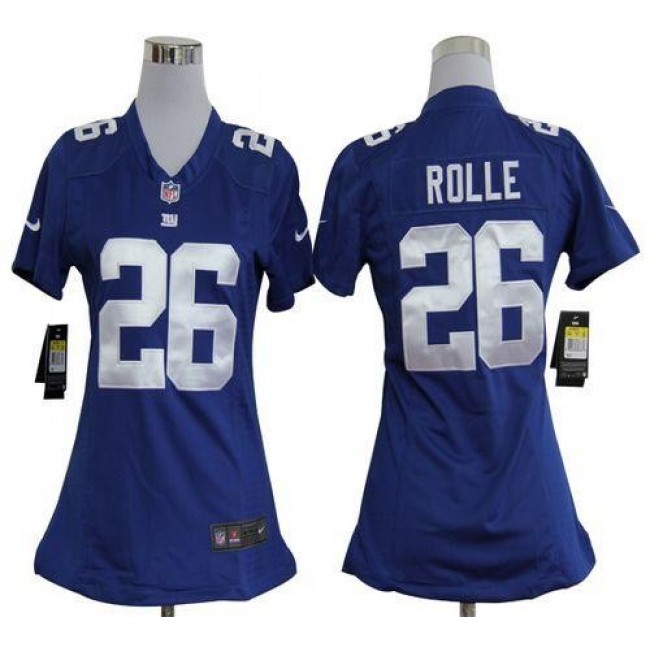Women's Giants #26 Antrel Rolle Royal Blue Team Color Stitched NFL Elite Jersey