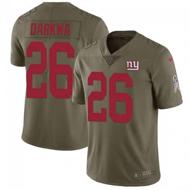 New York Giants #26 Orleans Darkwa Olive Youth Stitched NFL Limited 2017 Salute to Service Jersey