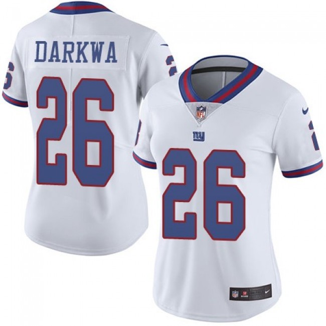 Women's Giants #26 Orleans Darkwa White Stitched NFL Limited Rush Jersey
