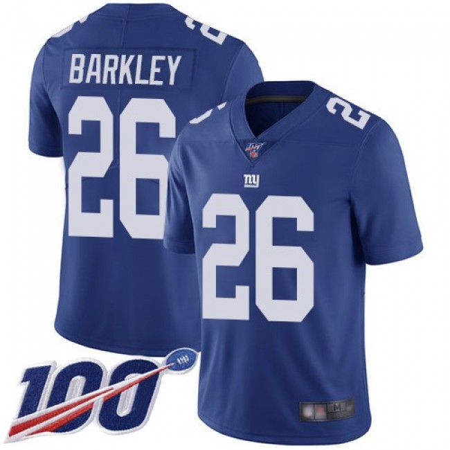 Nike Giants #26 Saquon Barkley Royal Blue Team Color Men's Stitched NFL 100th Season Vapor Limited Jersey