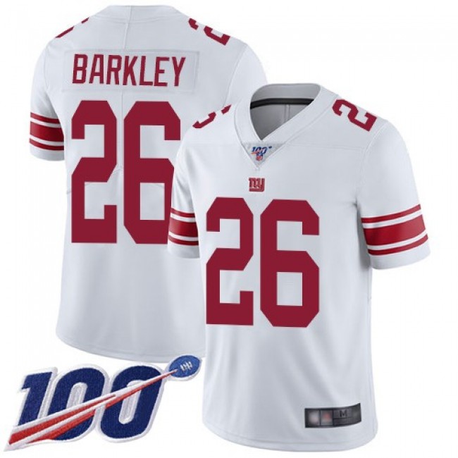 Nike Giants #26 Saquon Barkley White Men's Stitched NFL 100th Season Vapor Limited Jersey