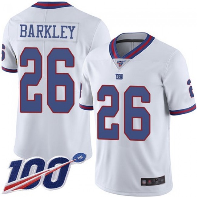 Nike Giants #26 Saquon Barkley White Men's Stitched NFL Limited Rush 100th Season Jersey