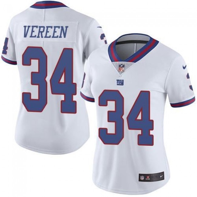 Women's Giants #34 Shane Vereen White Stitched NFL Limited Rush Jersey