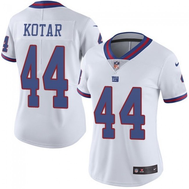 Women's Giants #44 Doug Kotar White Stitched NFL Limited Rush Jersey