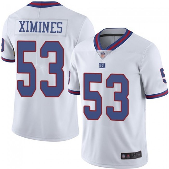 Nike Giants #53 Oshane Ximines White Men's Stitched NFL Limited Rush Jersey