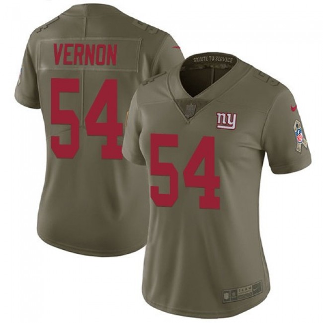 Women's Giants #54 Olivier Vernon Olive Stitched NFL Limited 2017 Salute to Service Jersey