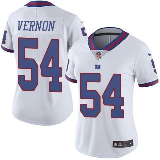 Women's Giants #54 Olivier Vernon White Stitched NFL Limited Rush Jersey