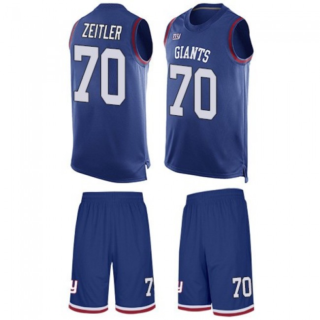 Nike Giants #70 Kevin Zeitler Royal Blue Team Color Men's Stitched NFL Limited Tank Top Suit Jersey