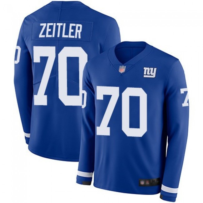 Nike Giants #70 Kevin Zeitler Royal Blue Team Color Men's Stitched NFL Limited Therma Long Sleeve Jersey