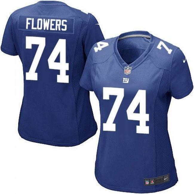 Women's Giants #74 Ereck Flowers Royal Blue Team Color Stitched NFL Elite Jersey