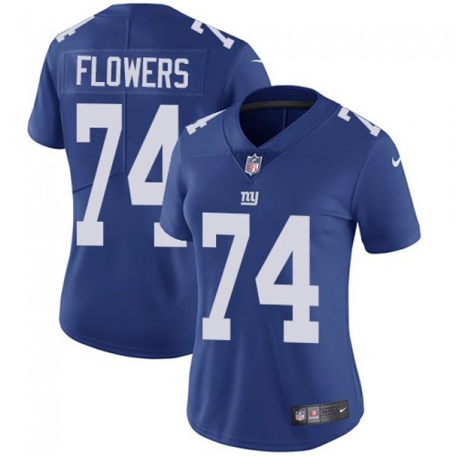 Women's Giants #74 Ereck Flowers Royal Blue Team Color Stitched NFL Vapor Untouchable Limited Jersey