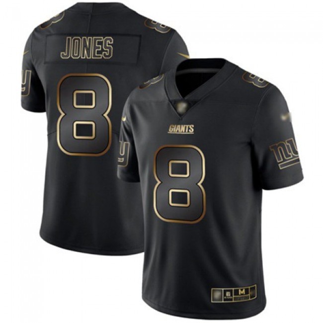 Nike Giants #8 Daniel Jones Black/Gold Men's Stitched NFL Vapor Untouchable Limited Jersey