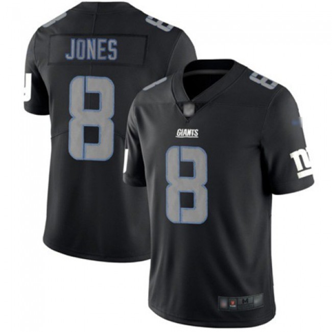 Nike Giants #8 Daniel Jones Black Men's Stitched NFL Limited Rush Impact Jersey