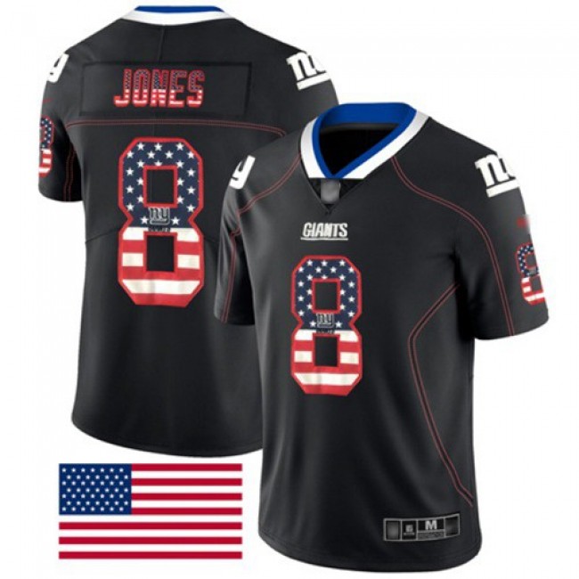 Nike Giants #8 Daniel Jones Black Men's Stitched NFL Limited Rush USA Flag Jersey