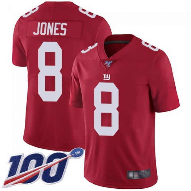 Nike Giants #8 Daniel Jones Red Alternate Men's Stitched NFL 100th Season Vapor Limited Jersey