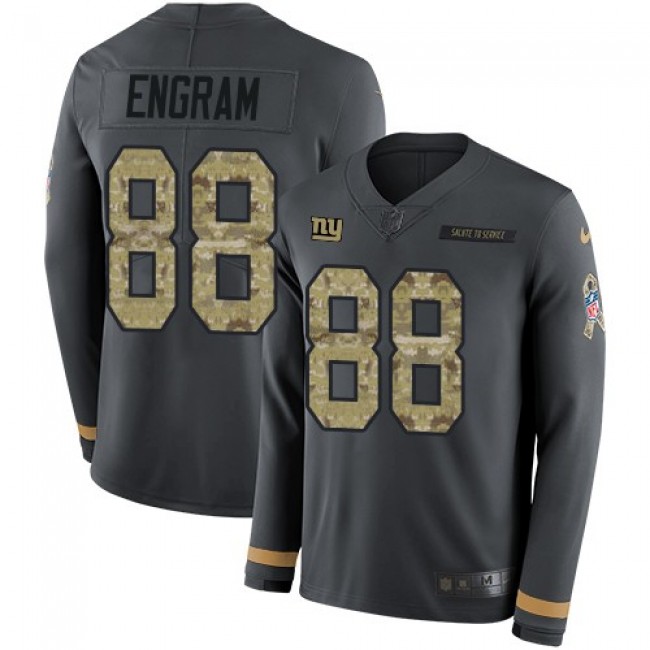 Nike Giants #88 Evan Engram Anthracite Salute to Service Men's Stitched NFL Limited Therma Long Sleeve Jersey