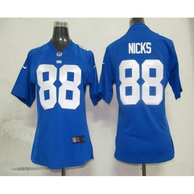 Women's Giants #88 Hakeem Nicks Royal Blue Team Color Stitched NFL Elite Jersey