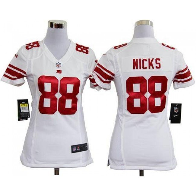 Women's Giants #88 Hakeem Nicks White Stitched NFL Elite Jersey