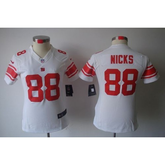 Women's Giants #88 Hakeem Nicks White Stitched NFL Limited Jersey