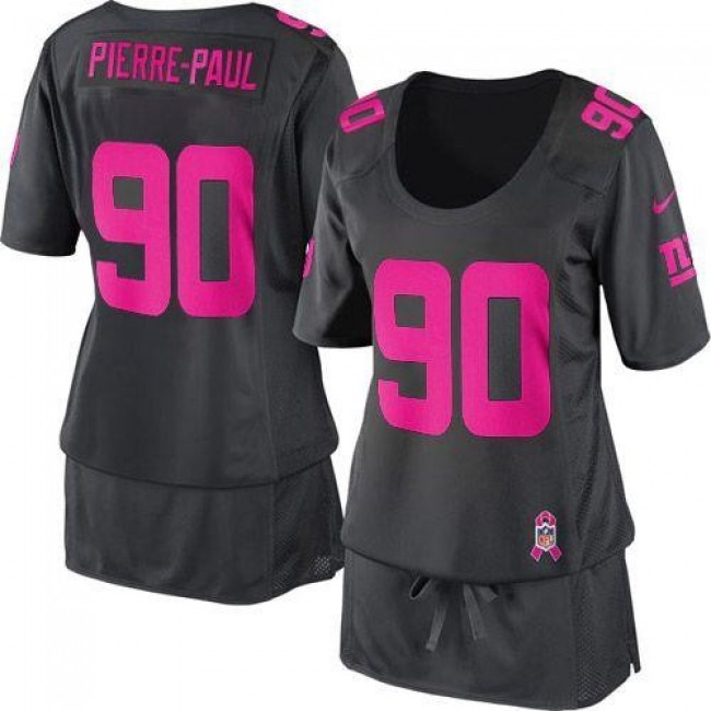 Women's Giants #90 Jason Pierre-Paul Dark Grey Breast Cancer Awareness Stitched NFL Elite Jersey