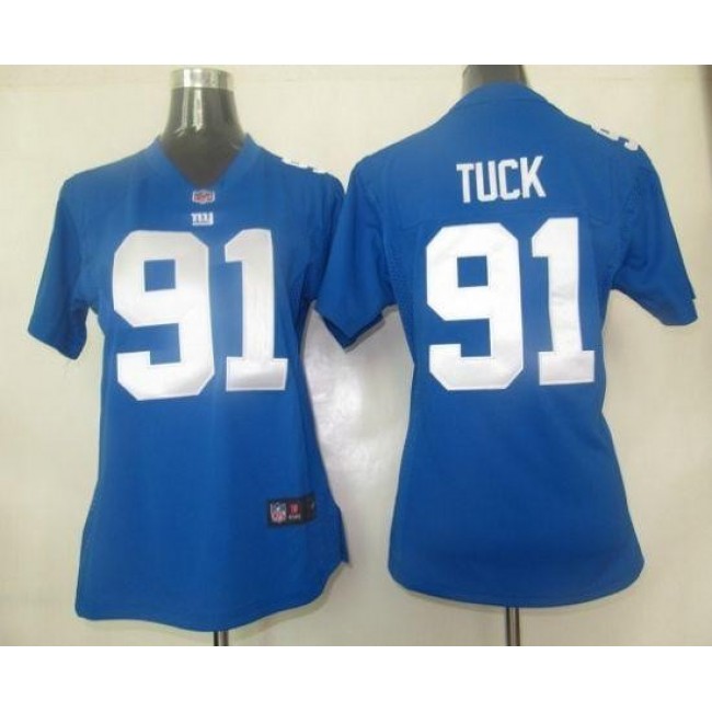 Women's Giants #91 Justin Tuck Royal Blue Team Color Stitched NFL Elite Jersey