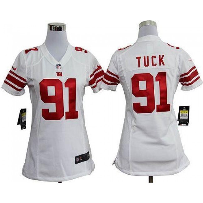 Women's Giants #91 Justin Tuck White Stitched NFL Elite Jersey
