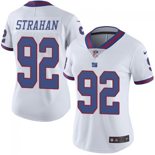 Women's Giants #92 Michael Strahan White Stitched NFL Limited Rush Jersey
