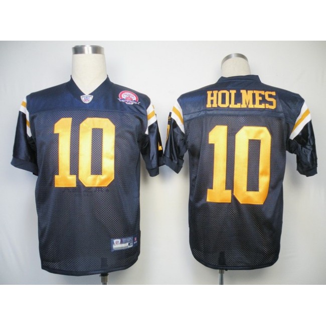 Jets #10 Santonio Holmes Dark Blue With AFL 50TH Patch Stitched NFL Jersey