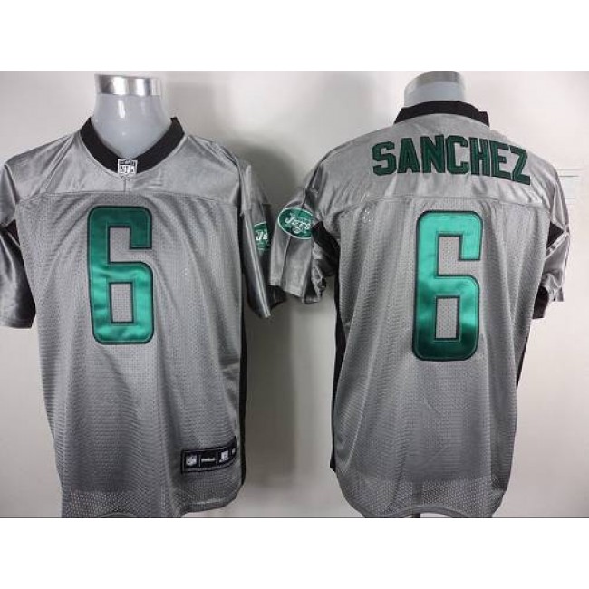 Jets #6 Mark Sanchez Grey Shadow Stitched NFL Jersey