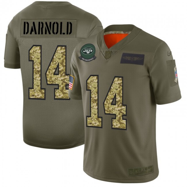 New York Jets #14 Sam Darnold Men's Nike 2019 Olive Camo Salute To Service Limited NFL Jersey