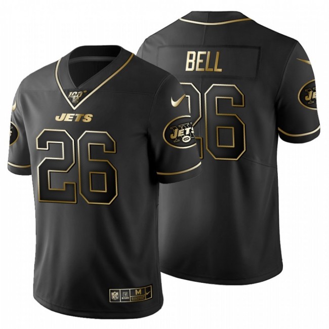 New York Jets #26 Le'Veon Bell Men's Nike Black Golden Limited NFL 100 Jersey