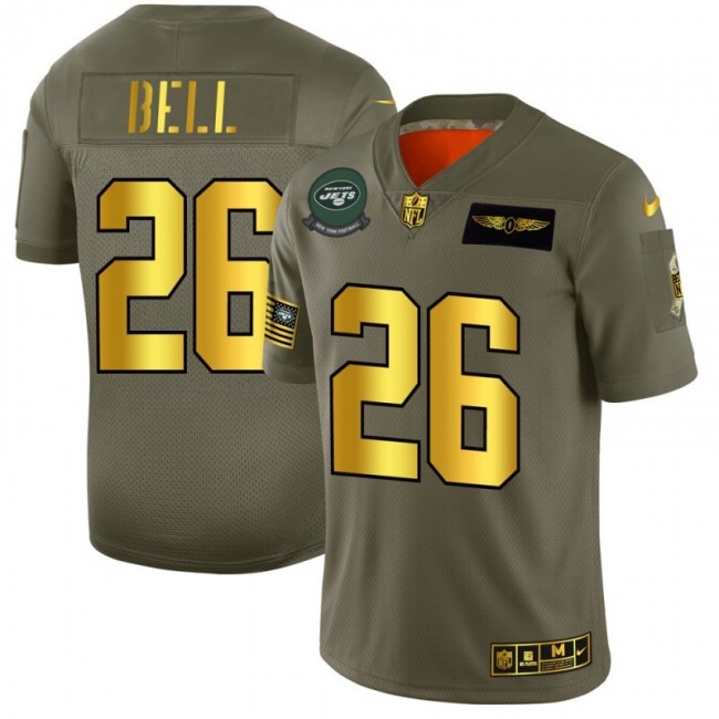 New York Jets #26 Le'Veon Bell NFL Men's Nike Olive Gold 2019 Salute to Service Limited Jersey