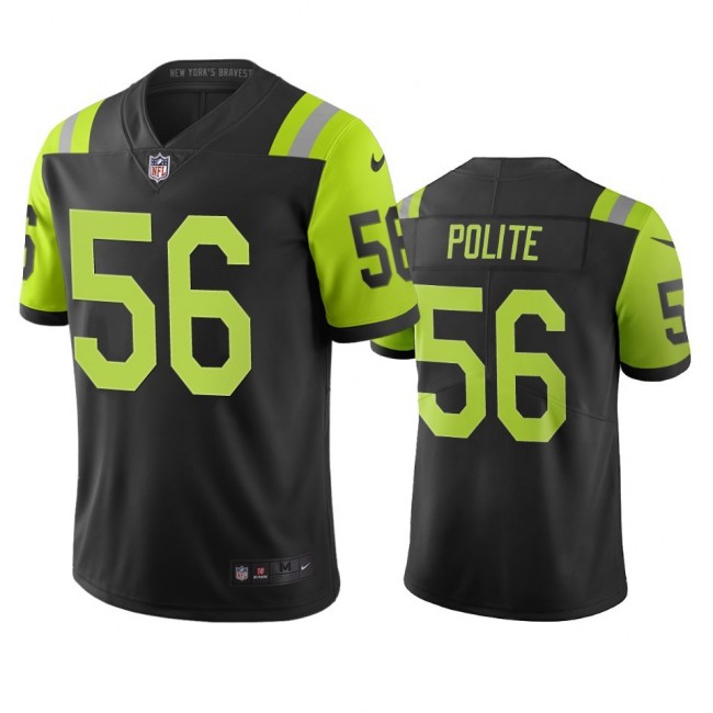 New York Jets #56 Jachai Polite Black Green Vapor Limited City Edition NFL Jersey