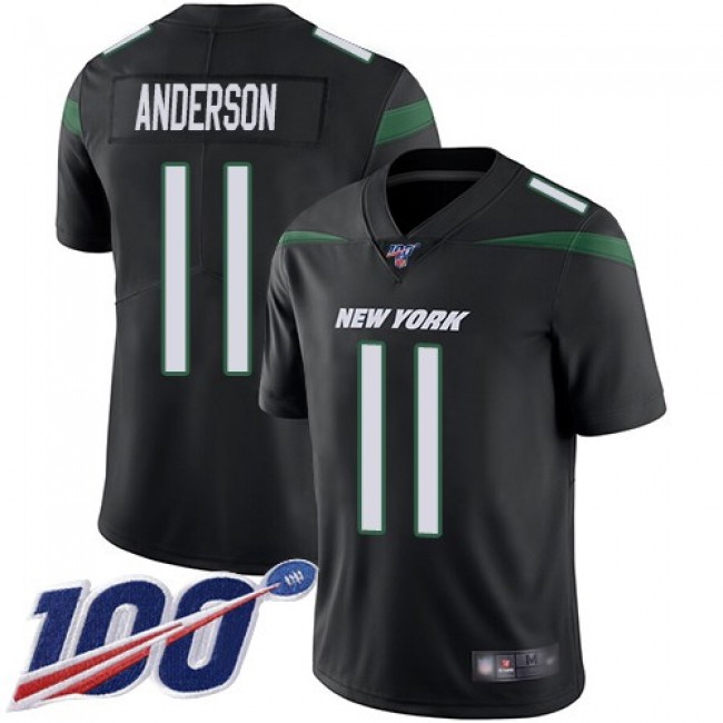 Nike Jets #11 Robby Anderson Black Alternate Men's Stitched NFL 100th Season Vapor Limited Jersey