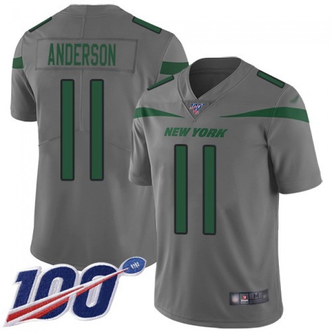 Nike Jets #11 Robby Anderson Gray Men's Stitched NFL Limited Inverted Legend 100th Season Jersey