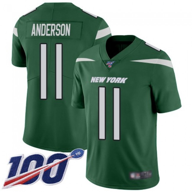 Nike Jets #11 Robby Anderson Green Team Color Men's Stitched NFL 100th Season Vapor Limited Jersey