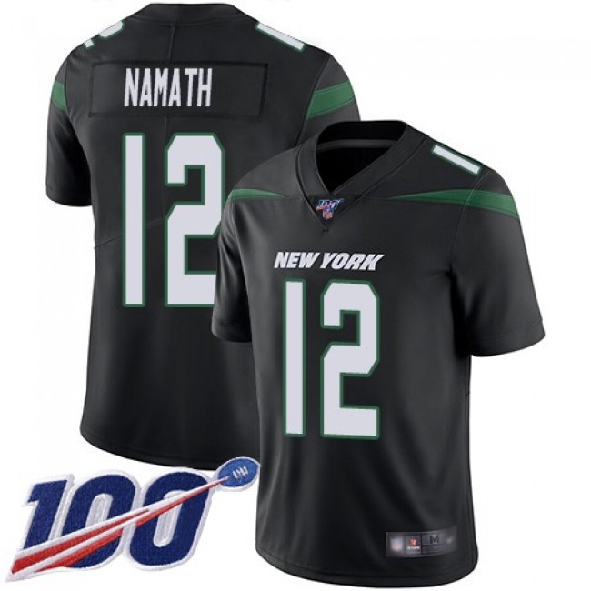 Nike Jets #12 Joe Namath Black Alternate Men's Stitched NFL 100th Season Vapor Limited Jersey