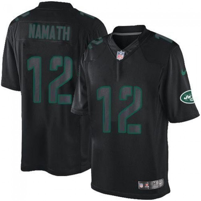 Nike Jets #12 Joe Namath Black Men's Stitched NFL Impact Limited Jersey