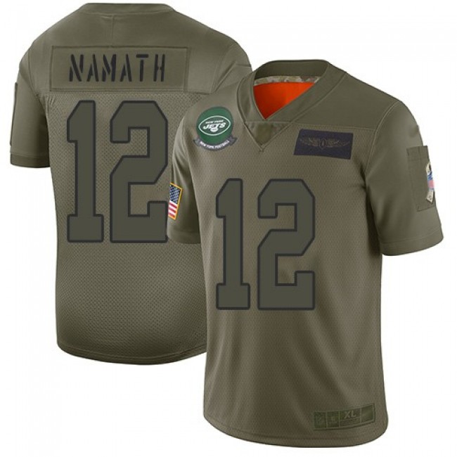 Nike Jets #12 Joe Namath Camo Men's Stitched NFL Limited 2019 Salute To Service Jersey