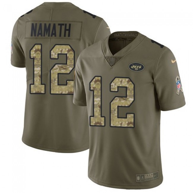 New York Jets #12 Joe Namath Olive-Camo Youth Stitched NFL Limited 2017 Salute to Service Jersey