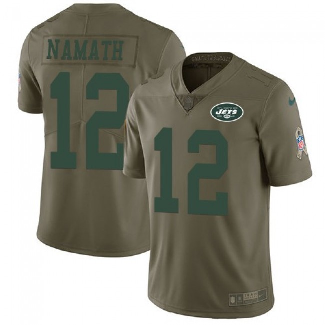 Nike Jets #12 Joe Namath Olive Men's Stitched NFL Limited 2017 Salute to Service Jersey